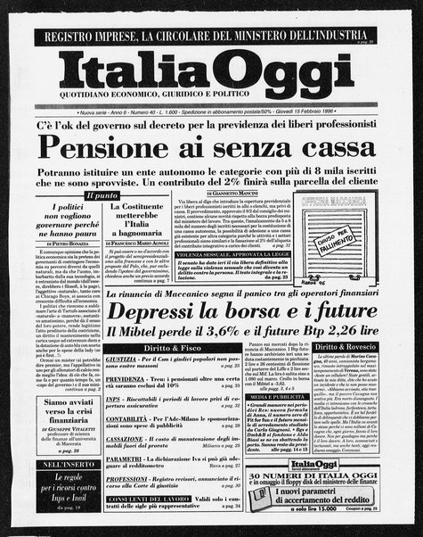 Italia oggi : quotidiano di economia finanza e politica